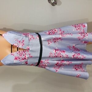 💜Source Unknown Floral Midi Dress - Light Blue and Pink